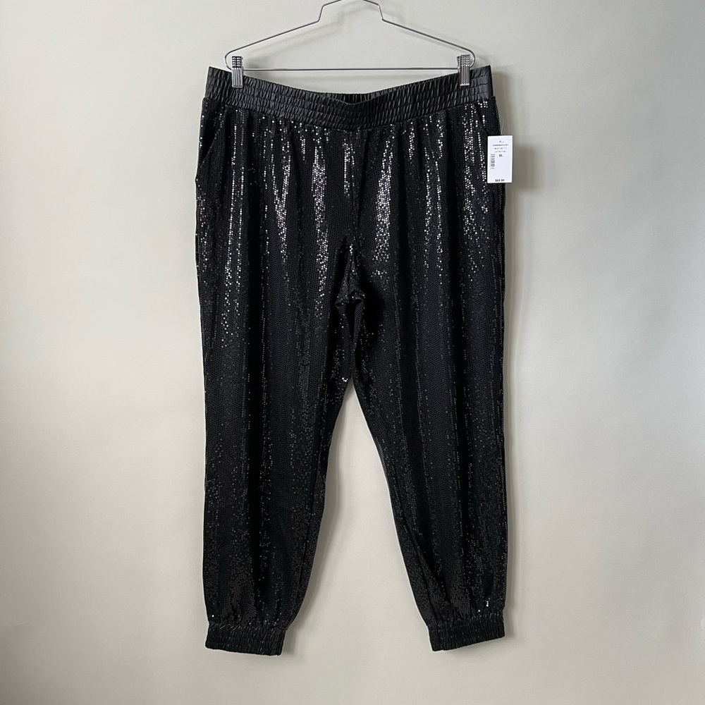 NWT Women’s Cleo Black Sparkle Metallic Joggers XL